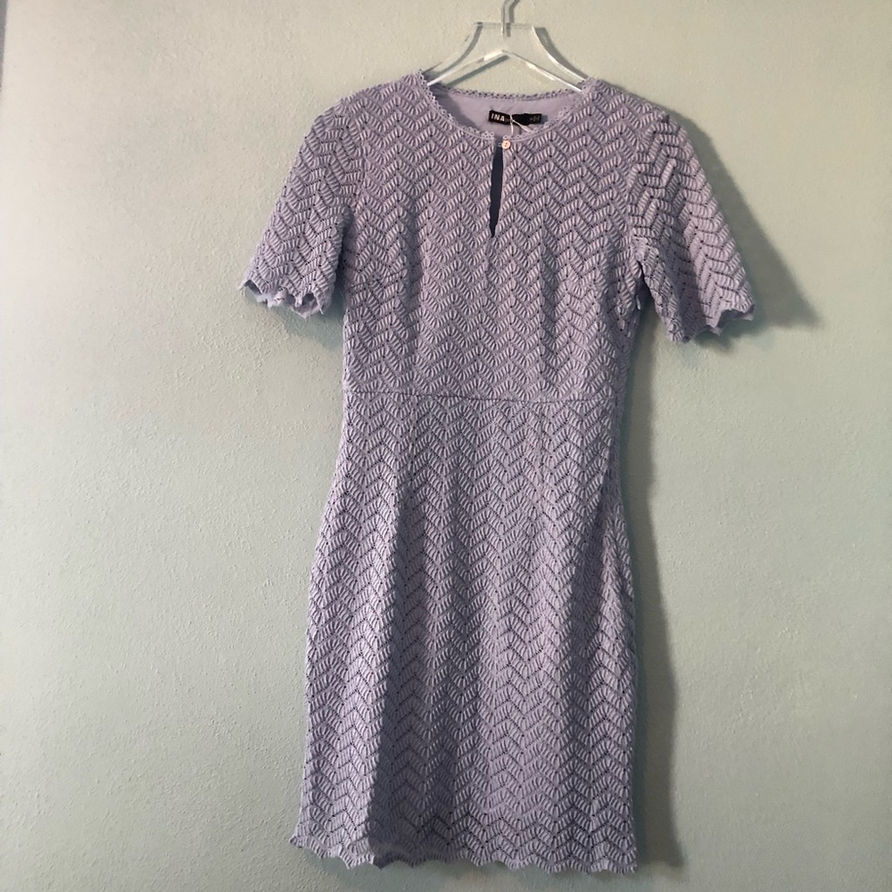Boutique | cornflower blue chevron lace dress